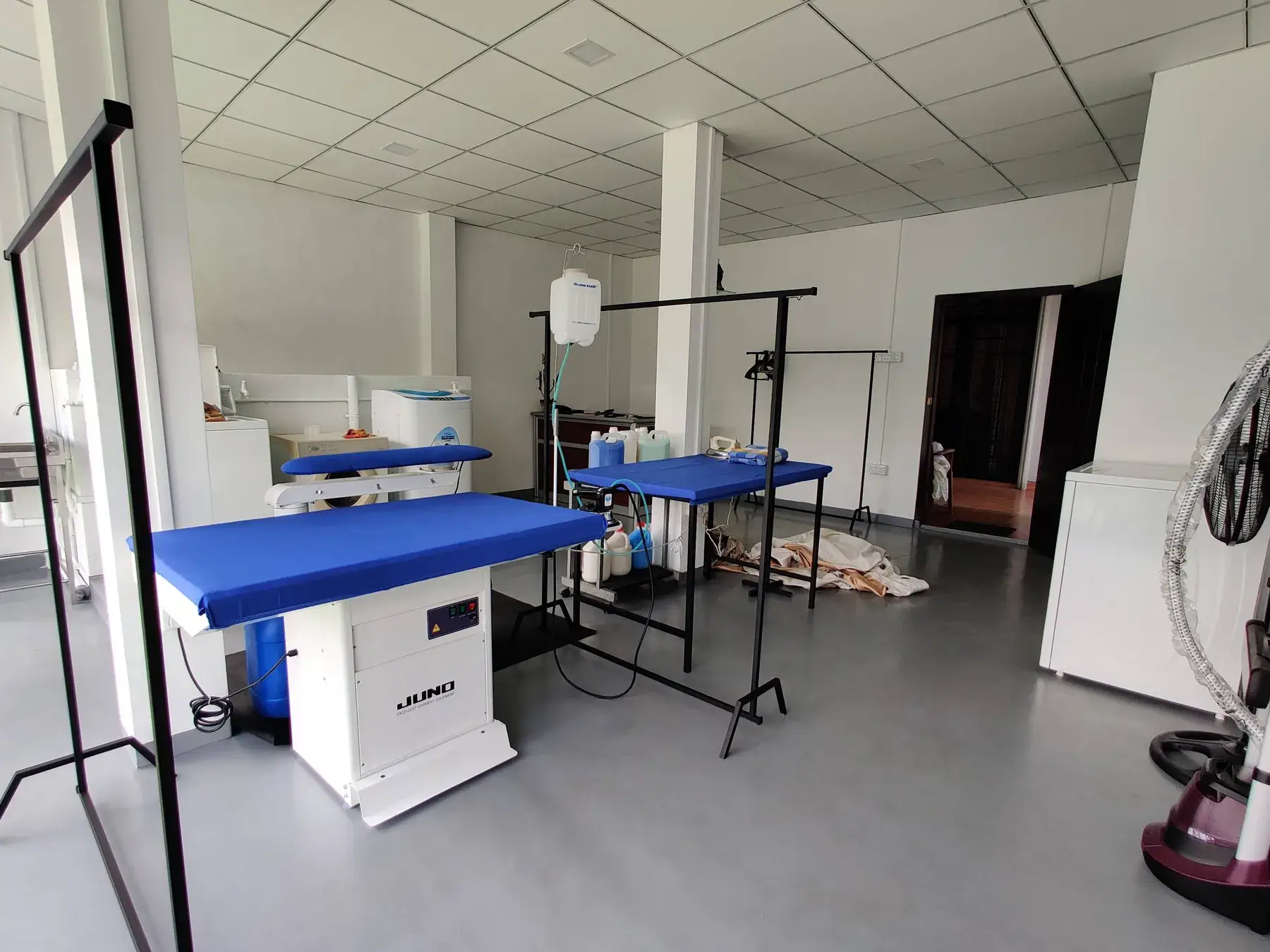 The pressing and finishing area at Champion Laundry, Gampaha